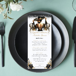 Luxe zwart goud quinceañera menu