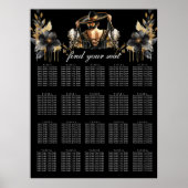 Luxe zwart goud quinceañera zitkaart poster (Voorkant)