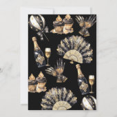 Luxe Zwart Goud Retro 1920 Nieuwjaar Feest Kaart (Achterkant)