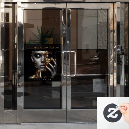 Luxe Zwart Goud Schoonheidsstudio Elegant Raamsticker (Kantoordeur)