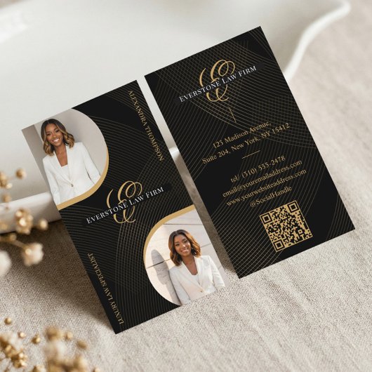 Luxe Zwart Goud Schrift Monogram Rechtsanwaltsbure Visitekaartje