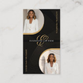 Luxe Zwart Goud Schrift Monogram Rechtsanwaltsbure Visitekaartje (Voorkant)