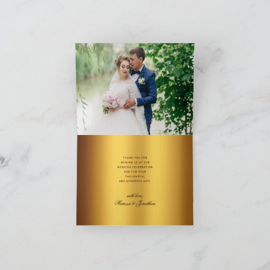 Luxe Zwart Goud Script Binnen Foto Bruiloft Bedankkaart (Binnen)