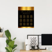 Luxe Zwart Goud Script Border Bruiloft Zitplaatsen Poster (Thuiskantoor)