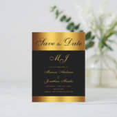 Luxe Zwart Goud Script Bruiloft Save the Date Aankondigingskaart (Staand voorkant)