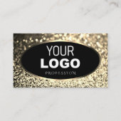 Luxe Zwart Goud Sparkling Glitter Toevoegen Logo C Visitekaartje (Voorkant)