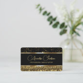Luxe Zwart & Goud Sparkly Visitekaartje (Staand voorkant)