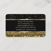 Luxe Zwart & Goud Sparkly Visitekaartje (Achterkant)