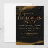 Luxe Zwart & Goud Spooky Elegant Halloween Kaart (Voorkant / Achterkant)