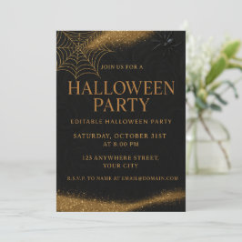 Luxe Zwart & Goud Spooky Elegant Halloween Kaart