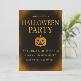 Luxe Zwart & Goud Spooky Elegant Halloween Kaart