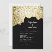 Luxe Zwart Goud Textured Modern Wedding Kaart (Voorkant)