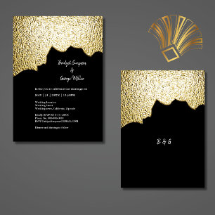 Luxe Zwart Goud Textured Modern Wedding Kaart