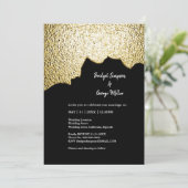 Luxe Zwart Goud Textured Modern Wedding Kaart (Staand voorkant)