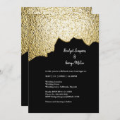 Luxe Zwart Goud Textured Modern Wedding Kaart (Voorkant / Achterkant)