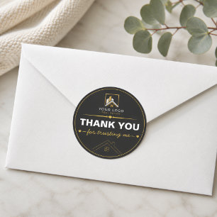 Luxe Zwart Goud Vastgoed Bedankt Ronde Sticker