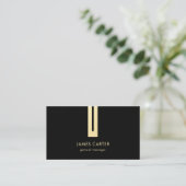 Luxe zwart & goud visitekaartje (Staand voorkant)