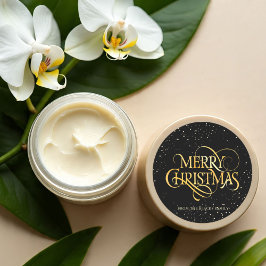 Luxe Zwart & Goud Vrolijk Kerstfeest Ronde Sticker