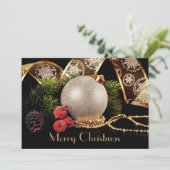 Luxe Zwart Goud Zilver Classic Kerst Kaart (Staand voorkant)