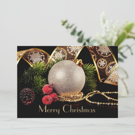 Luxe Zwart Goud Zilver Classic Kerst Kaart (Staand voorkant)