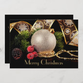 Luxe Zwart Goud Zilver Classic Kerst Kaart (Voorkant / Achterkant)