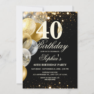 Luxe Zwart Gouden Ballon Glitters Elke Leeftijd Ve Kaart