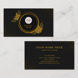 Luxe zwart & gouden bloemenkrans logo visitekaartje