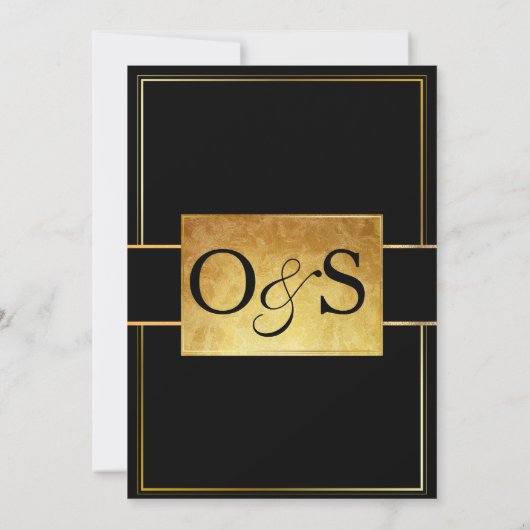 LUXE ZWART & GOUDEN BRUILOFT KAART (Achterkant)