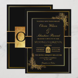 LUXE ZWART & GOUDEN BRUILOFT KAART