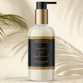 Luxe zwart & gouden glitter cosmetica flesetiket rechthoekige sticker