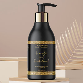 Luxe zwart & gouden glitter cosmetica flesetiket rechthoekige sticker