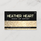 Luxe Zwart Gouden Glitter Glam Sparkle Glamour Visitekaartje (Voorkant)