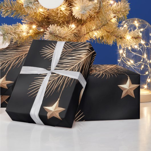 Luxe zwart gouden kerstverpakkings papier | Perso (Feestdagen)