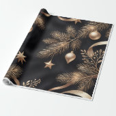 Luxe zwart gouden kerstverpakkings papier | Perso (Uitgerold)