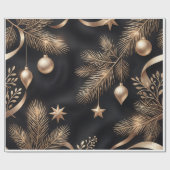 Luxe zwart gouden kerstverpakkings papier | Perso (Vlak)