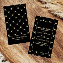 Luxe Zwart Gouden Kroonpatroon Elegant Visitekaartje