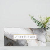 Luxe Zwart Gouden Marmer QR Code Cadeaubon (Staand voorkant)
