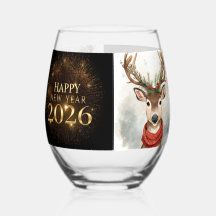 Luxe zwart gouden nieuwjaars wijn glas