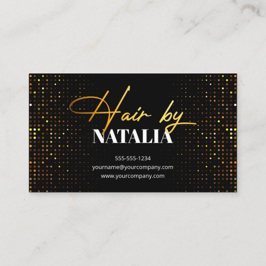 Luxe Zwart Gouden Sparkle Kapsalon Kortingskaartje (Achterkant)