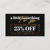 Luxe Zwart Gouden Sparkle Kapsalon Kortingskaartje (Voorkant)