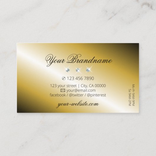 Luxe zwart gouden sprankelende diamanten Elegant Visitekaartje (Achterkant)
