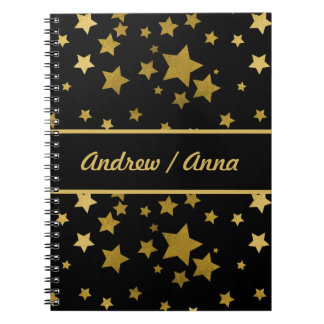 Luxe zwart & gouden ster gepersonaliseerd notitieboek