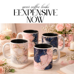 Luxe zwart & gouden witte marmeren koffiemok tweekleurige koffiemok