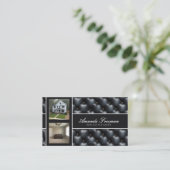 Luxe Zwart & Grijs Padding Pattern Real Estate Visitekaartje (Staand voorkant)