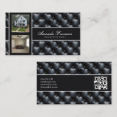 Luxe Zwart & Grijs Padding Pattern Real Estate Visitekaartje (Voorkant / Achterkant)