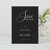Luxe Zwart Huwelijksfoto Save The Date (Staand voorkant)