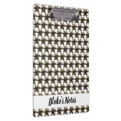 Luxe Zwart Ivoor Bloemen Naam Klembord (Rechts)