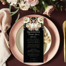 Luxe zwart ivoor & goud quinceañera menu