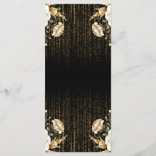 Luxe zwart ivoor & goud quinceañera menu (Achterkant)