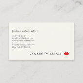 Luxe zwart/ivoor strepen rode lippen make-up artie visitekaartje (Achterkant)